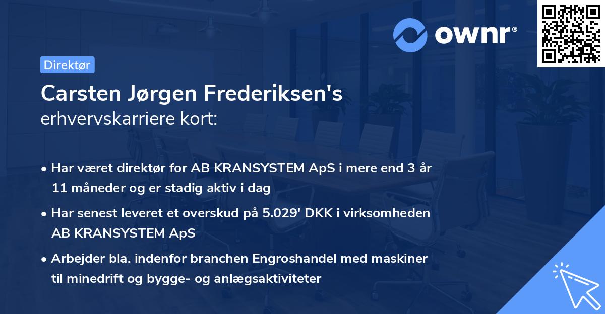 Carsten Jørgen Frederiksen's erhvervskarriere kort