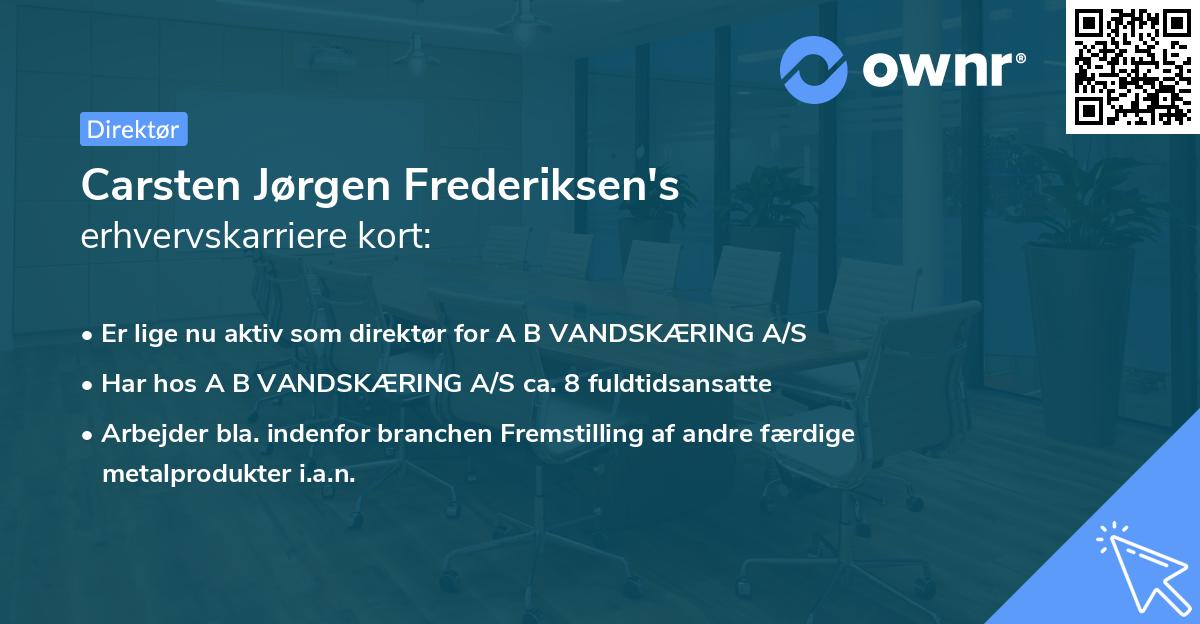 Carsten Jørgen Frederiksen's erhvervskarriere kort