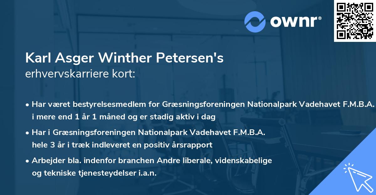 Karl Asger Winther Petersen's erhvervskarriere kort