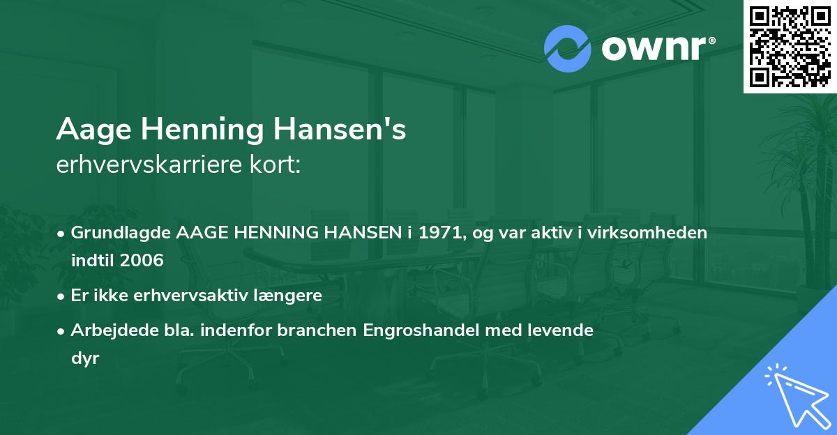 Aage Henning Hansen's erhvervskarriere kort