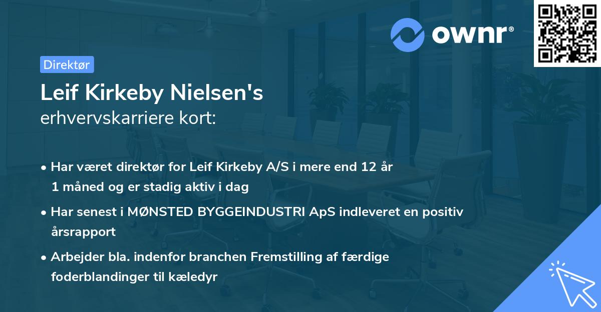 Leif Kirkeby Nielsen's erhvervskarriere kort