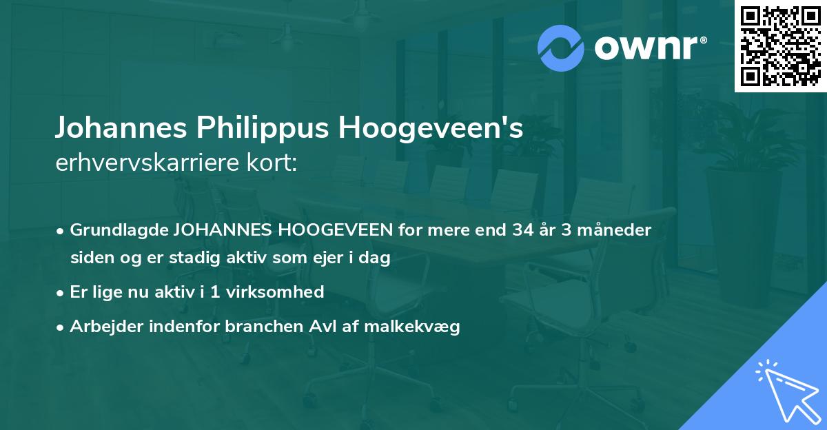 Johannes Philippus Hoogeveen's erhvervskarriere kort