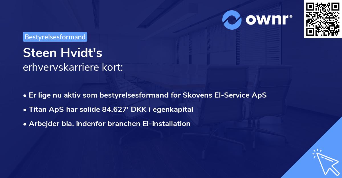 Steen Hvidt's erhvervskarriere kort