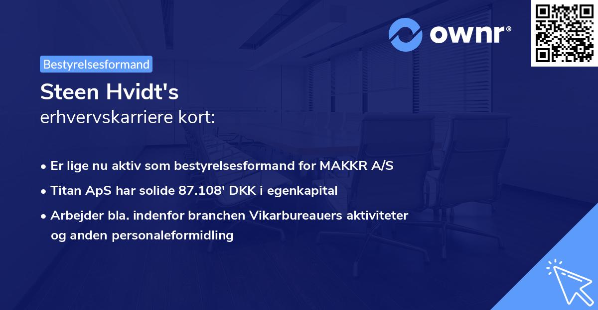 Steen Hvidt's erhvervskarriere kort