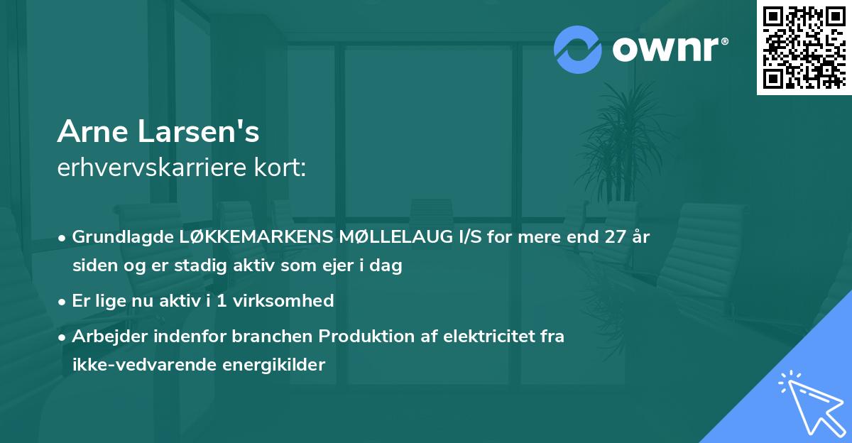 Arne Larsen's erhvervskarriere kort