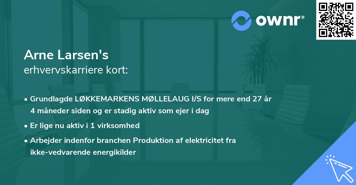 Arne Larsen's erhvervskarriere kort