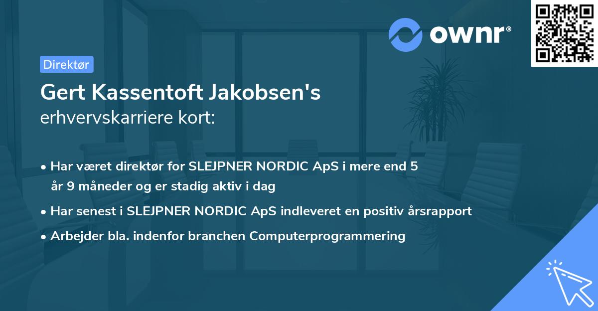 Gert Kassentoft Jakobsen's erhvervskarriere kort