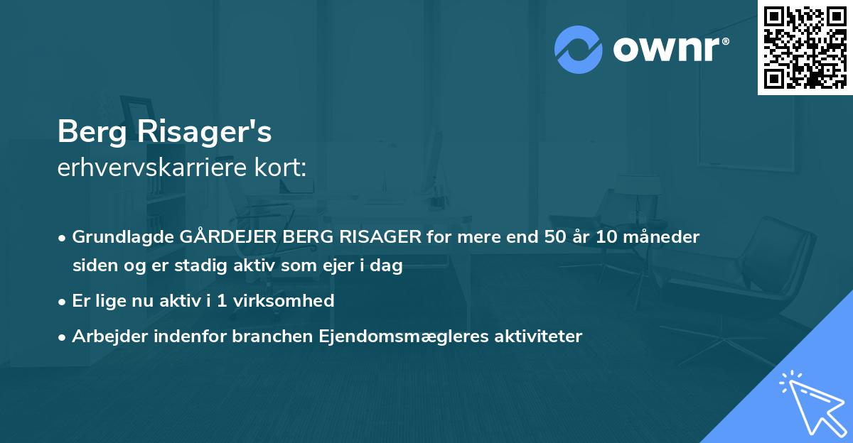 Berg Risager's erhvervskarriere kort