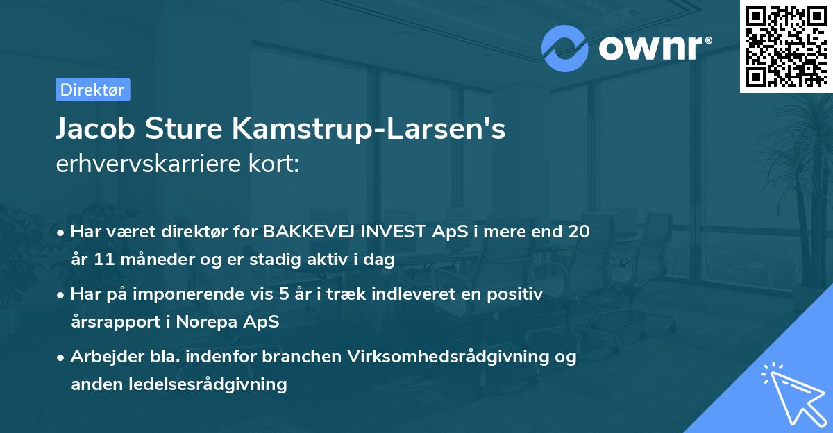 Jacob Sture Kamstrup-Larsen's erhvervskarriere kort