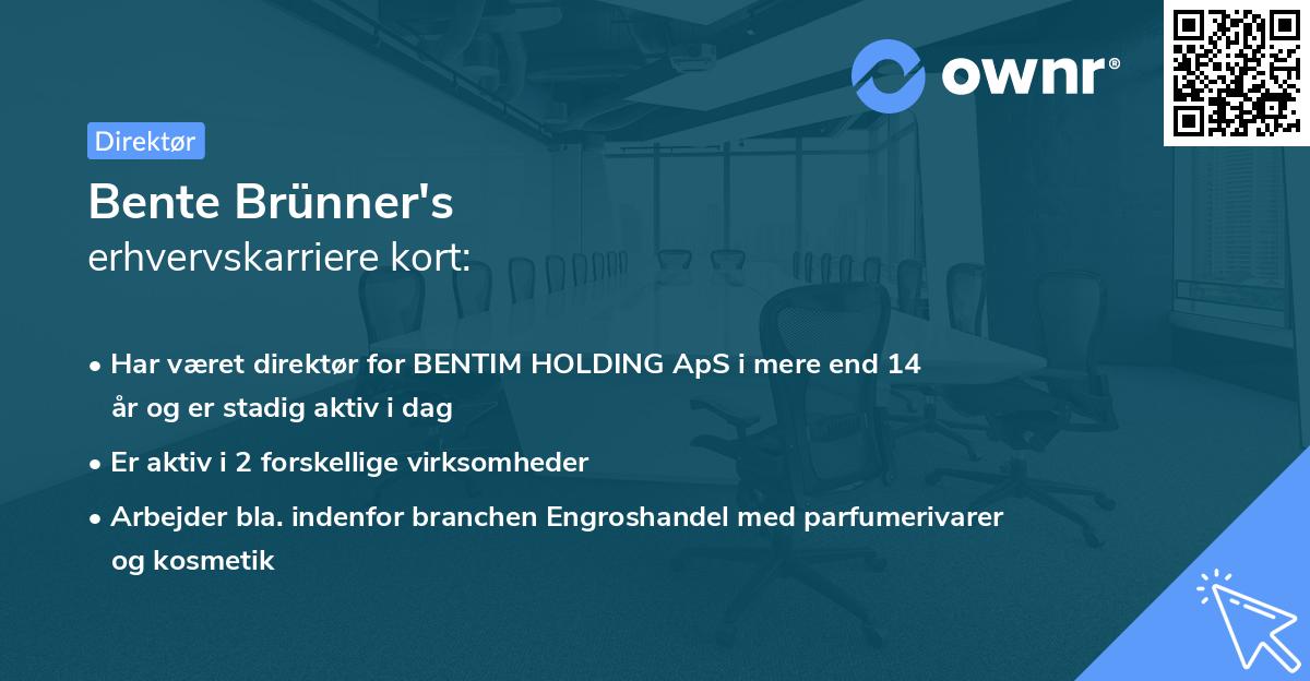 Bente Brünner's erhvervskarriere kort