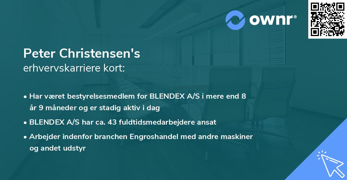Peter Christensen's erhvervskarriere kort