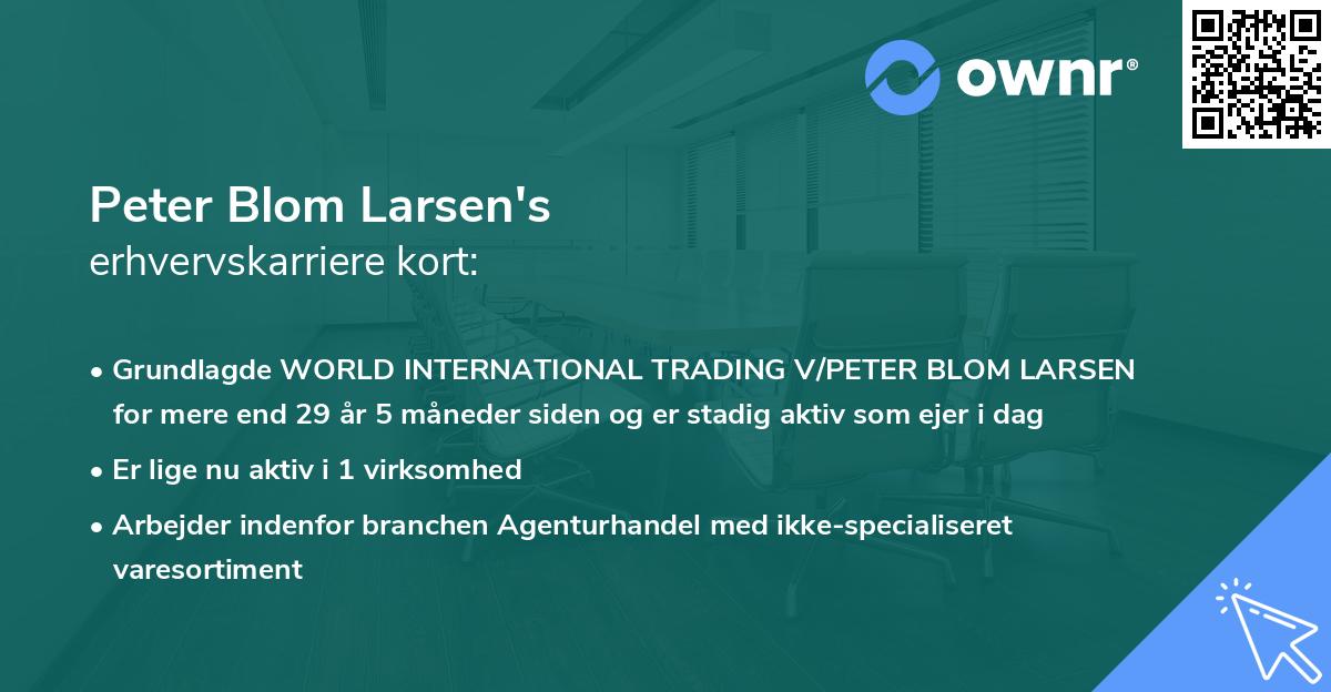 Peter Blom Larsen's erhvervskarriere kort