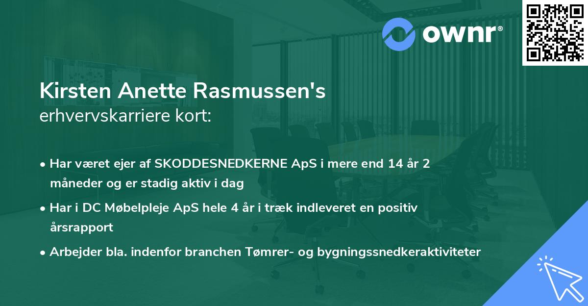 Kirsten Anette Rasmussen's erhvervskarriere kort
