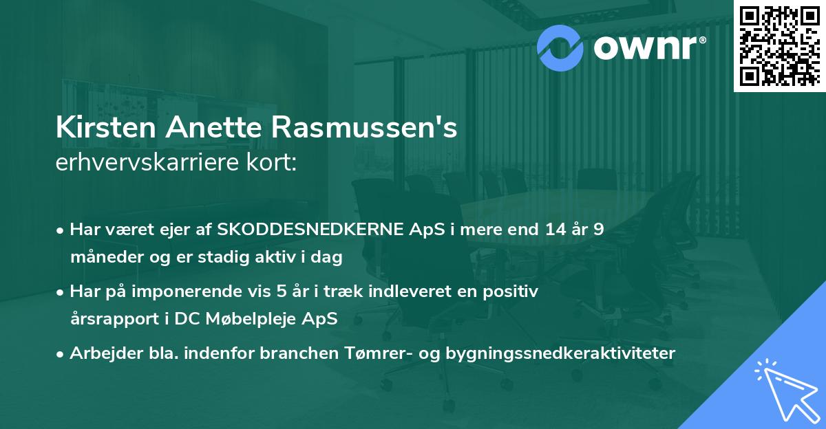 Kirsten Anette Rasmussen's erhvervskarriere kort