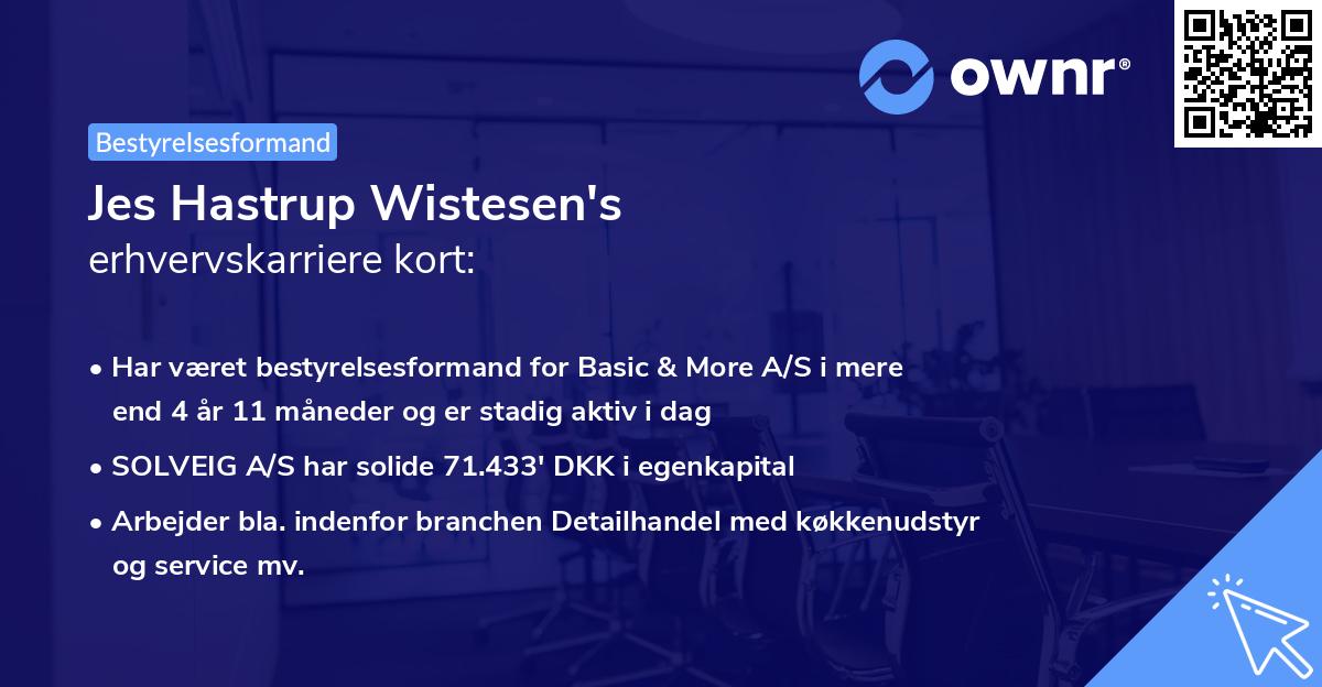 Jes Hastrup Wistesen's erhvervskarriere kort