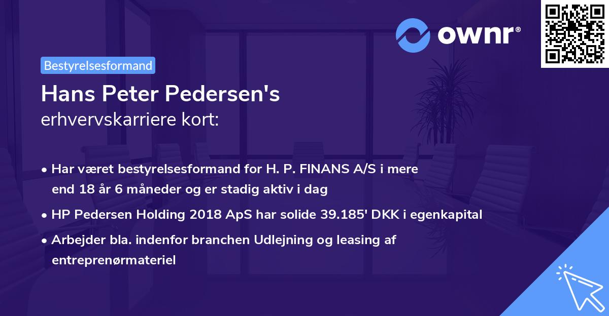 Hans Peter Pedersen's erhvervskarriere kort