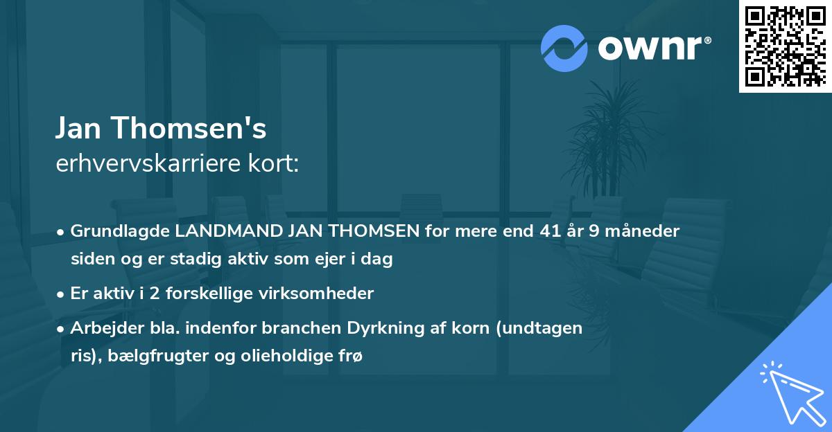 Jan Thomsen's erhvervskarriere kort