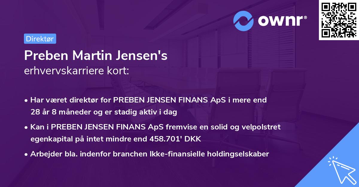 Preben Martin Jensen's erhvervskarriere kort