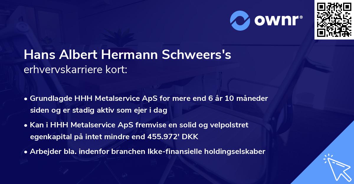 Hans Albert Hermann Schweers's erhvervskarriere kort