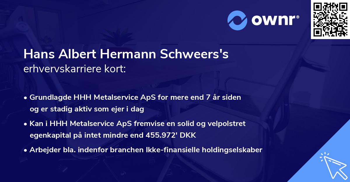 Hans Albert Hermann Schweers's erhvervskarriere kort