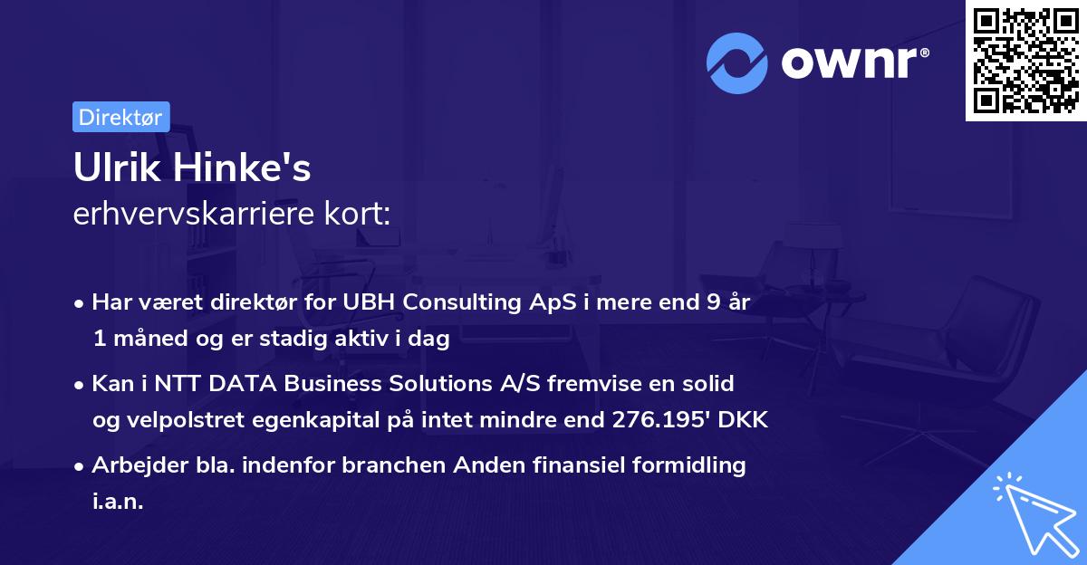 Ulrik Hinke's erhvervskarriere kort