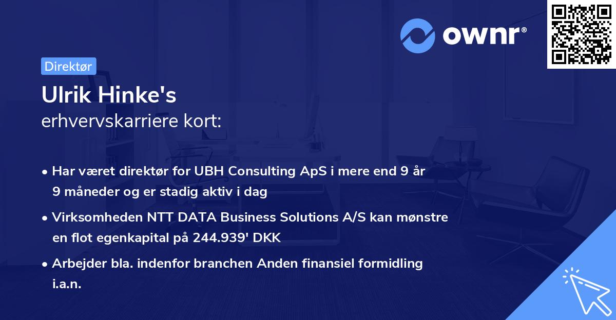 Ulrik Hinke's erhvervskarriere kort