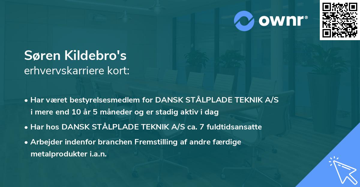 Søren Kildebro's erhvervskarriere kort