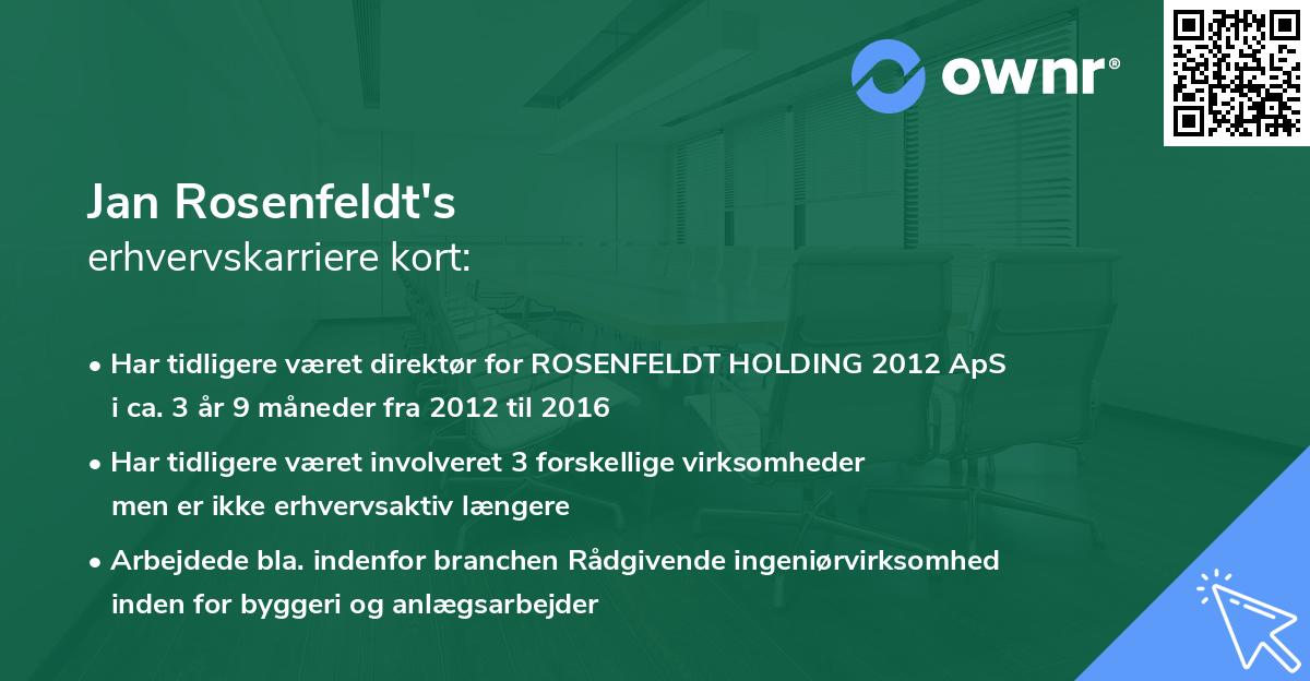 Jan Rosenfeldt's erhvervskarriere kort