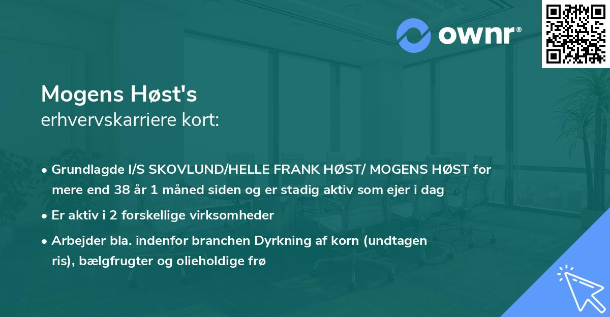 Mogens Høst's erhvervskarriere kort