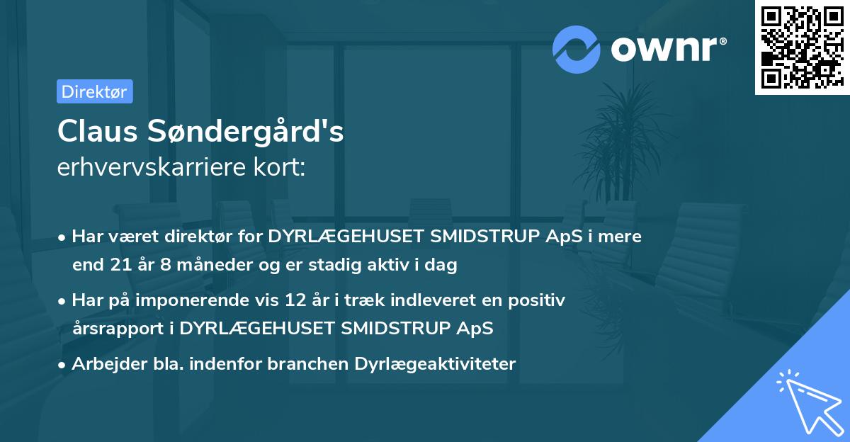 Claus Søndergård's erhvervskarriere kort