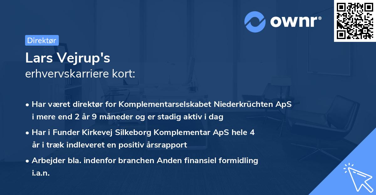 Lars Vejrup's erhvervskarriere kort