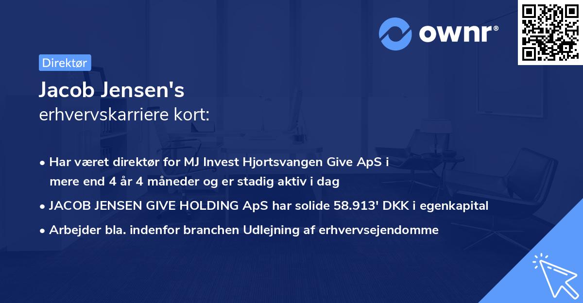 Jacob Jensen's erhvervskarriere kort