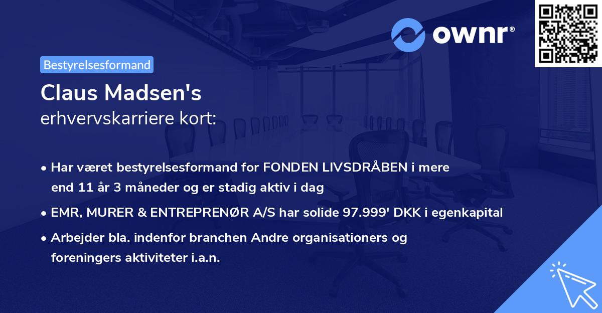 Claus Madsen's erhvervskarriere kort