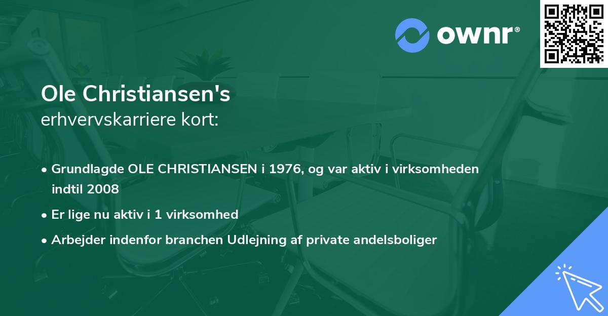 Ole Christiansen's erhvervskarriere kort
