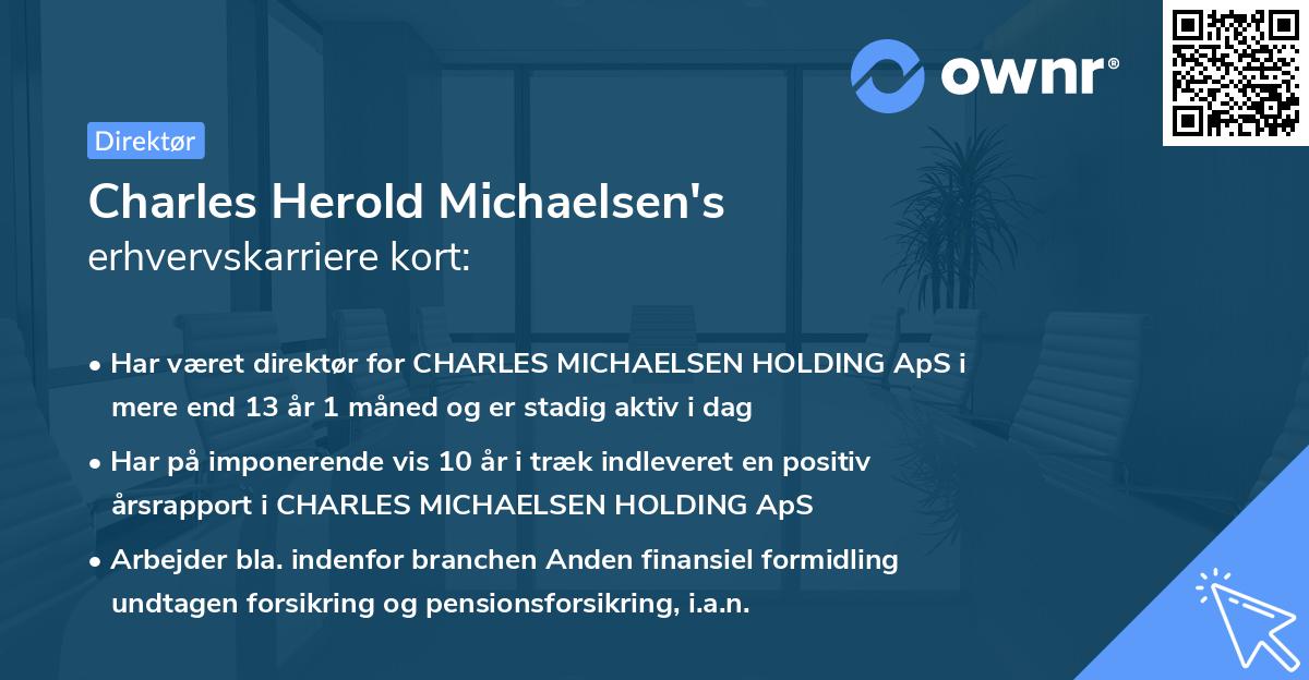 Charles Herold Michaelsen's erhvervskarriere kort