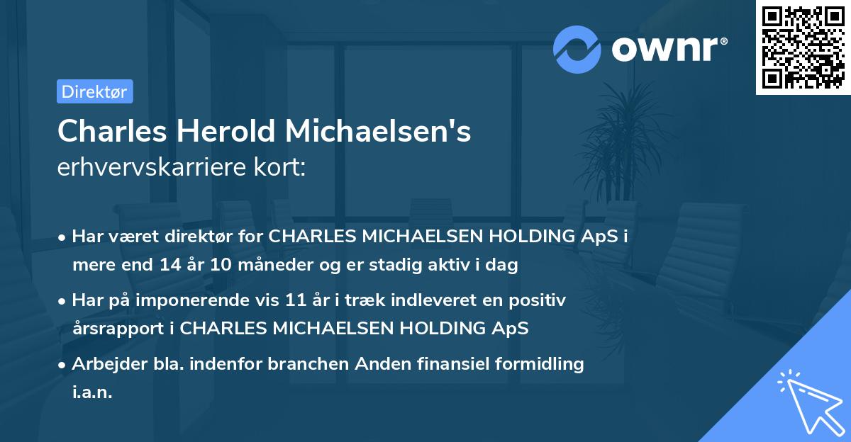 Charles Herold Michaelsen's erhvervskarriere kort