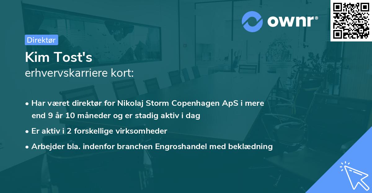 Kim Tost's erhvervskarriere kort