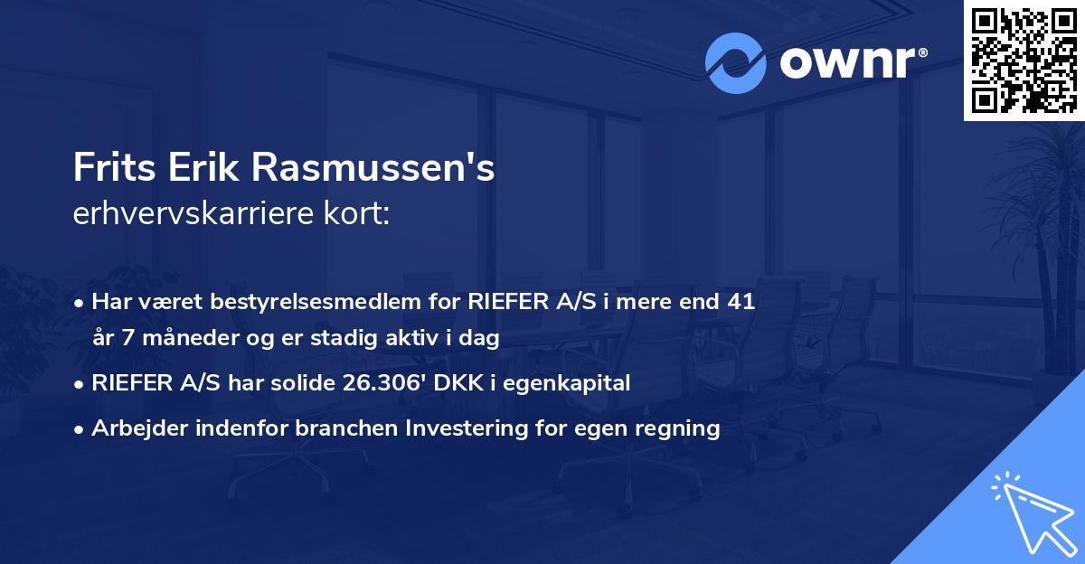 Frits Erik Rasmussen's erhvervskarriere kort