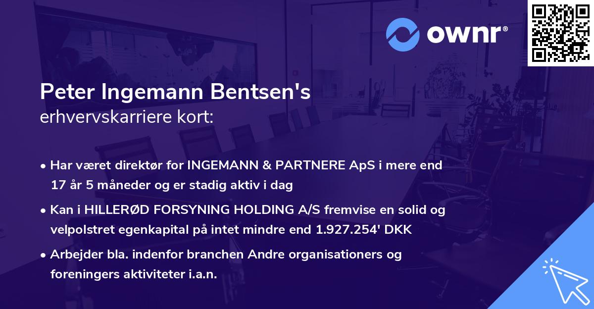 Peter Ingemann Bentsen's erhvervskarriere kort