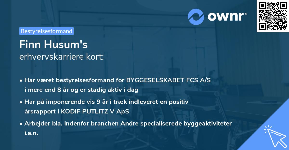 Finn Husum's erhvervskarriere kort
