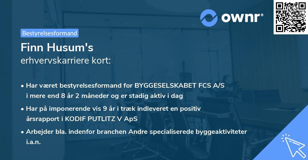 Finn Husum's erhvervskarriere kort