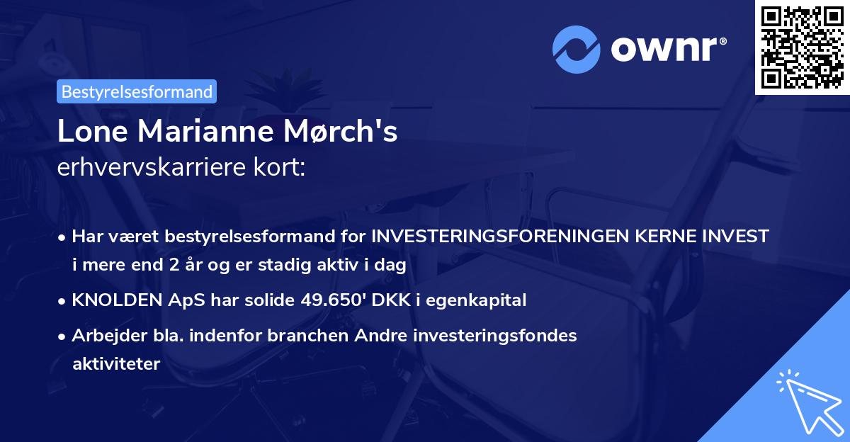 Lone Marianne Mørch's erhvervskarriere kort