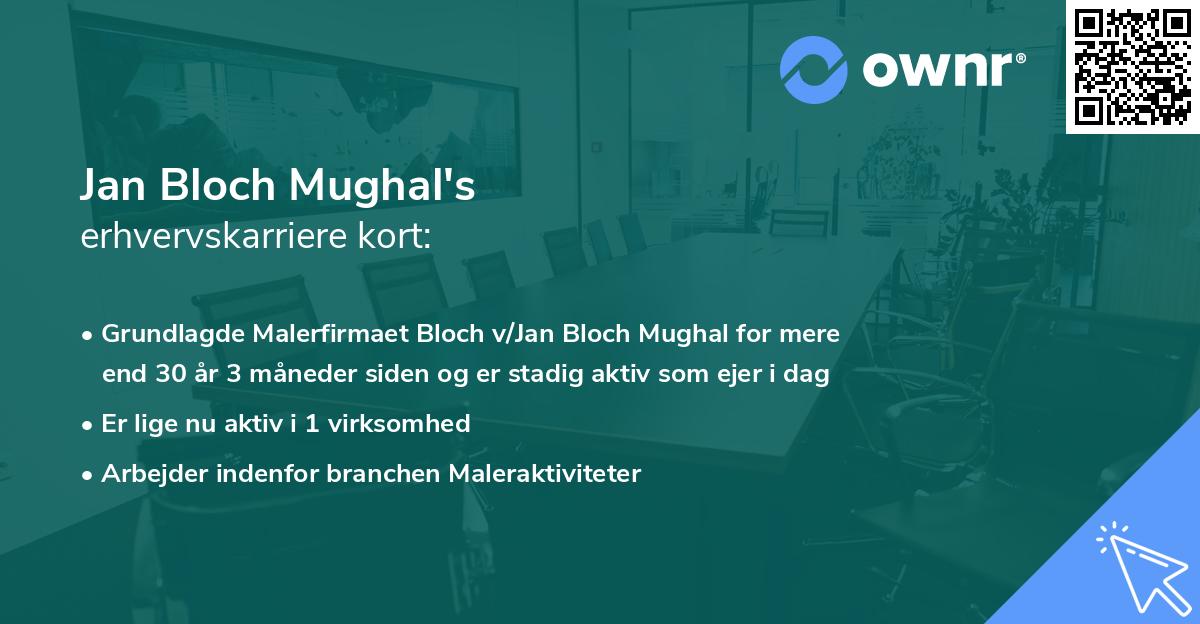 Jan Bloch Mughal's erhvervskarriere kort