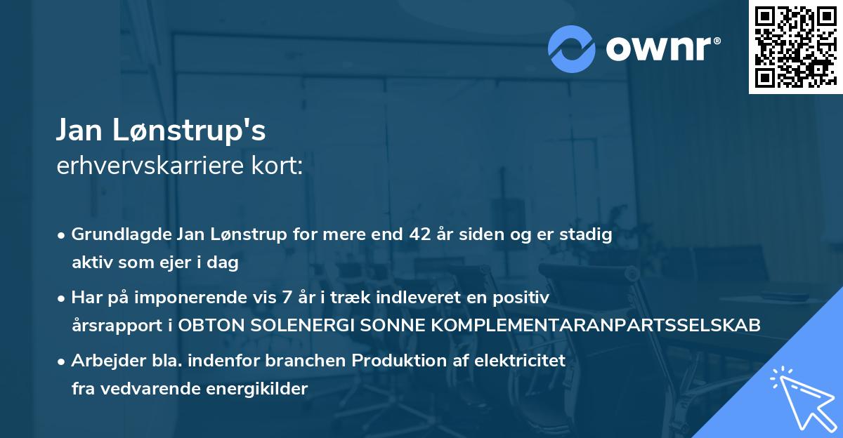 Jan Lønstrup's erhvervskarriere kort