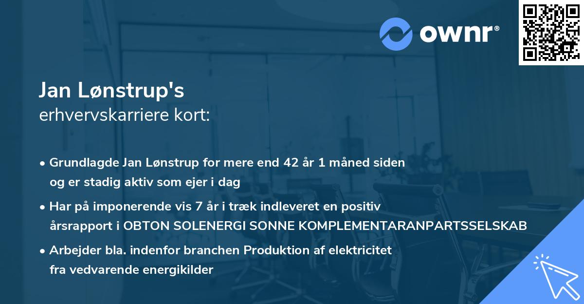 Jan Lønstrup's erhvervskarriere kort