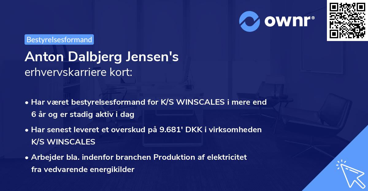Anton Dalbjerg Jensen's erhvervskarriere kort