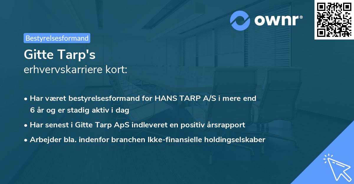 Gitte Tarp's erhvervskarriere kort