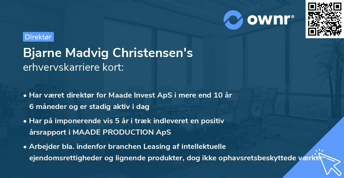 Bjarne Madvig Christensen's erhvervskarriere kort