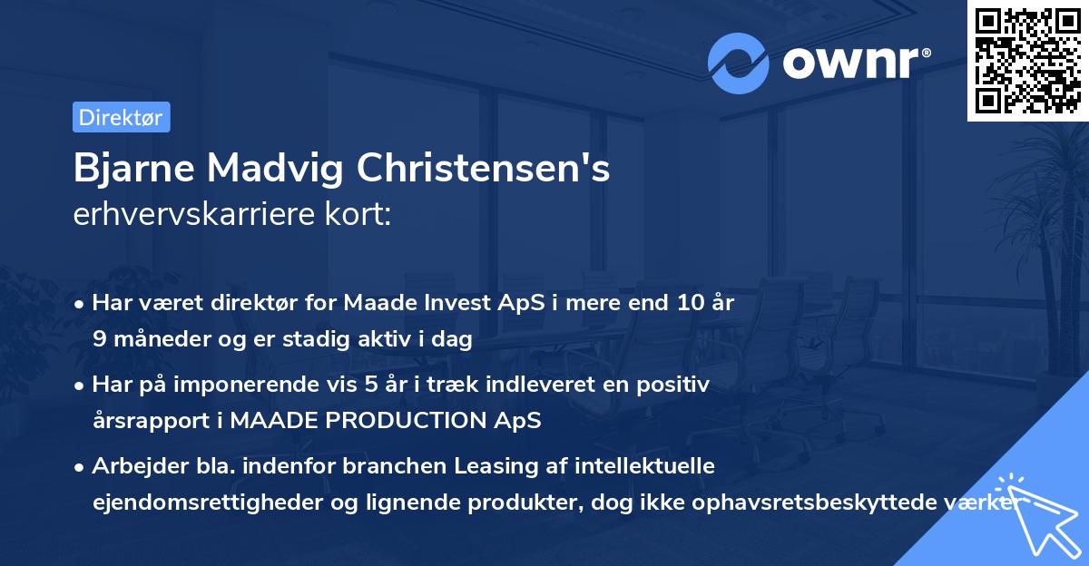 Bjarne Madvig Christensen's erhvervskarriere kort