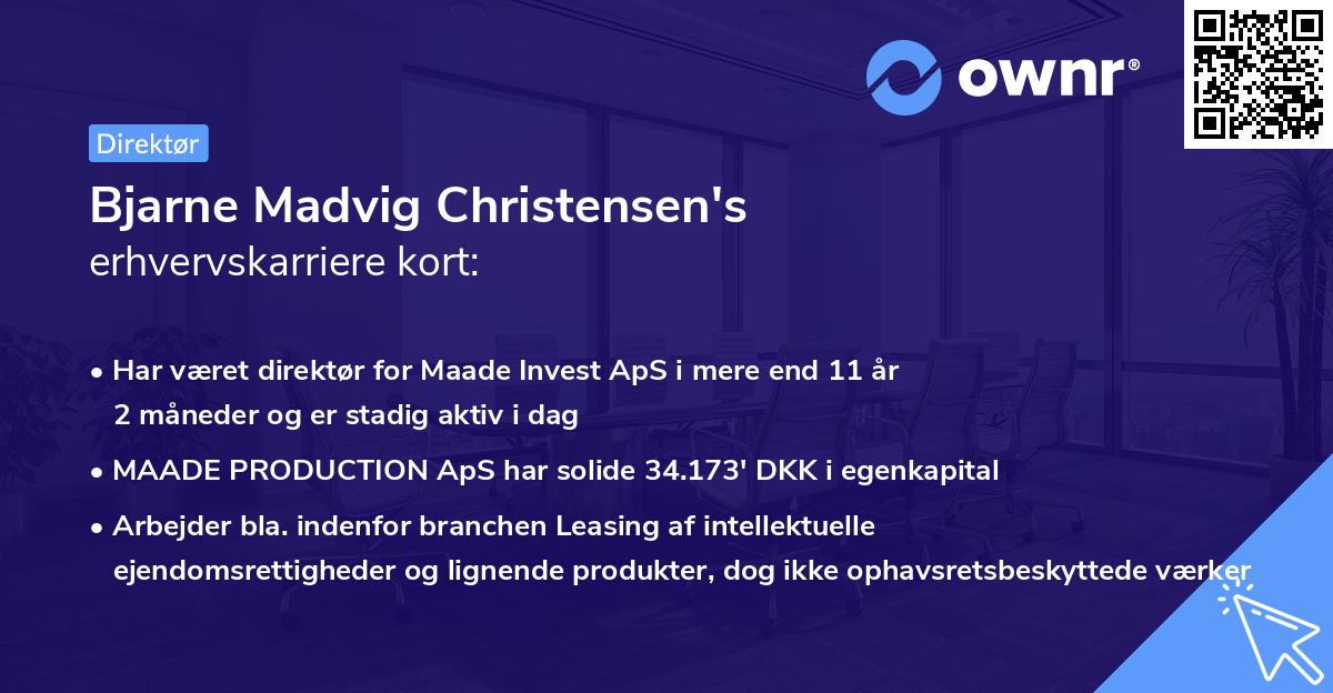 Bjarne Madvig Christensen's erhvervskarriere kort